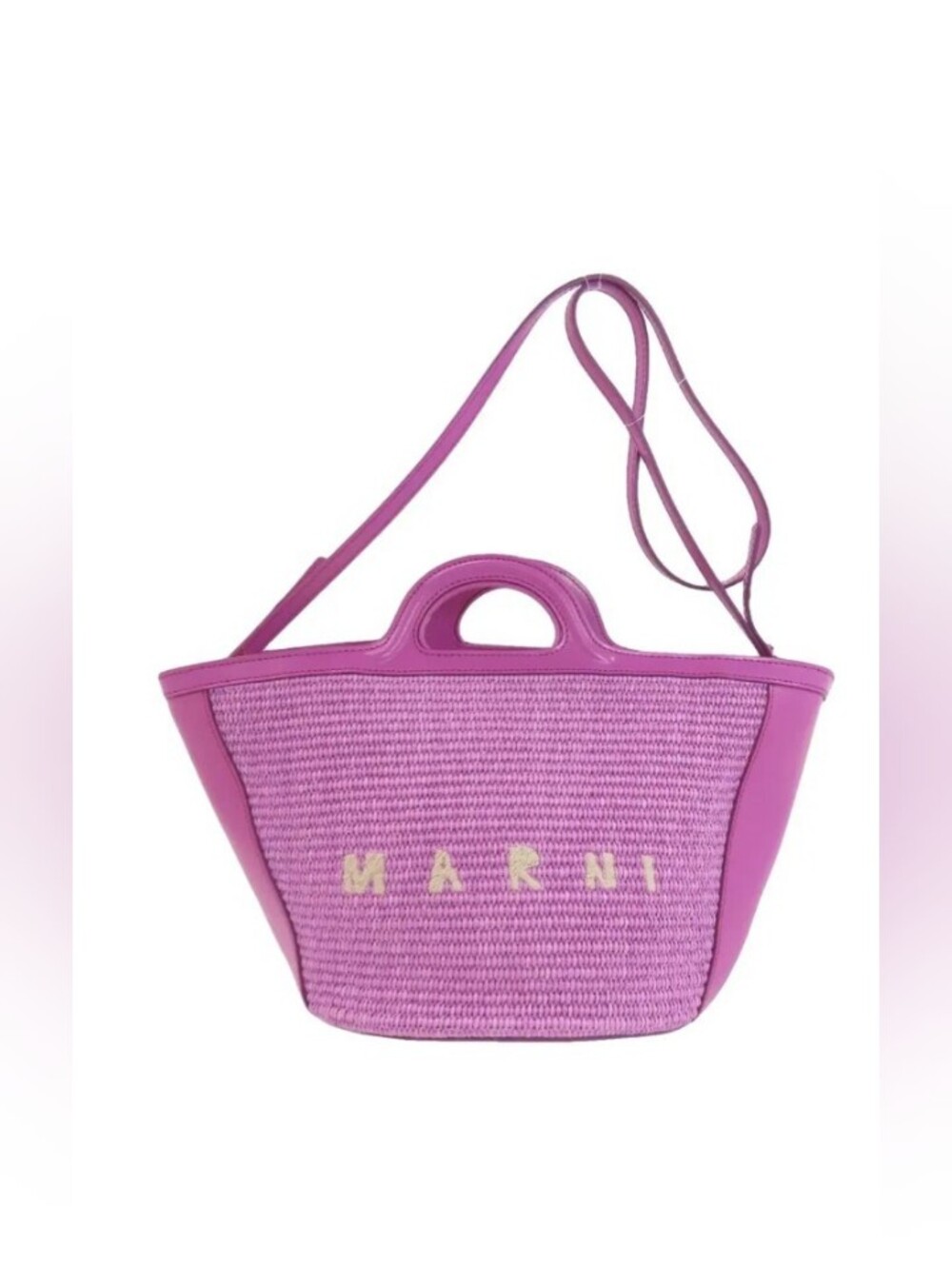 Marni Rare Lavender color Woven Tote with Leather Trim